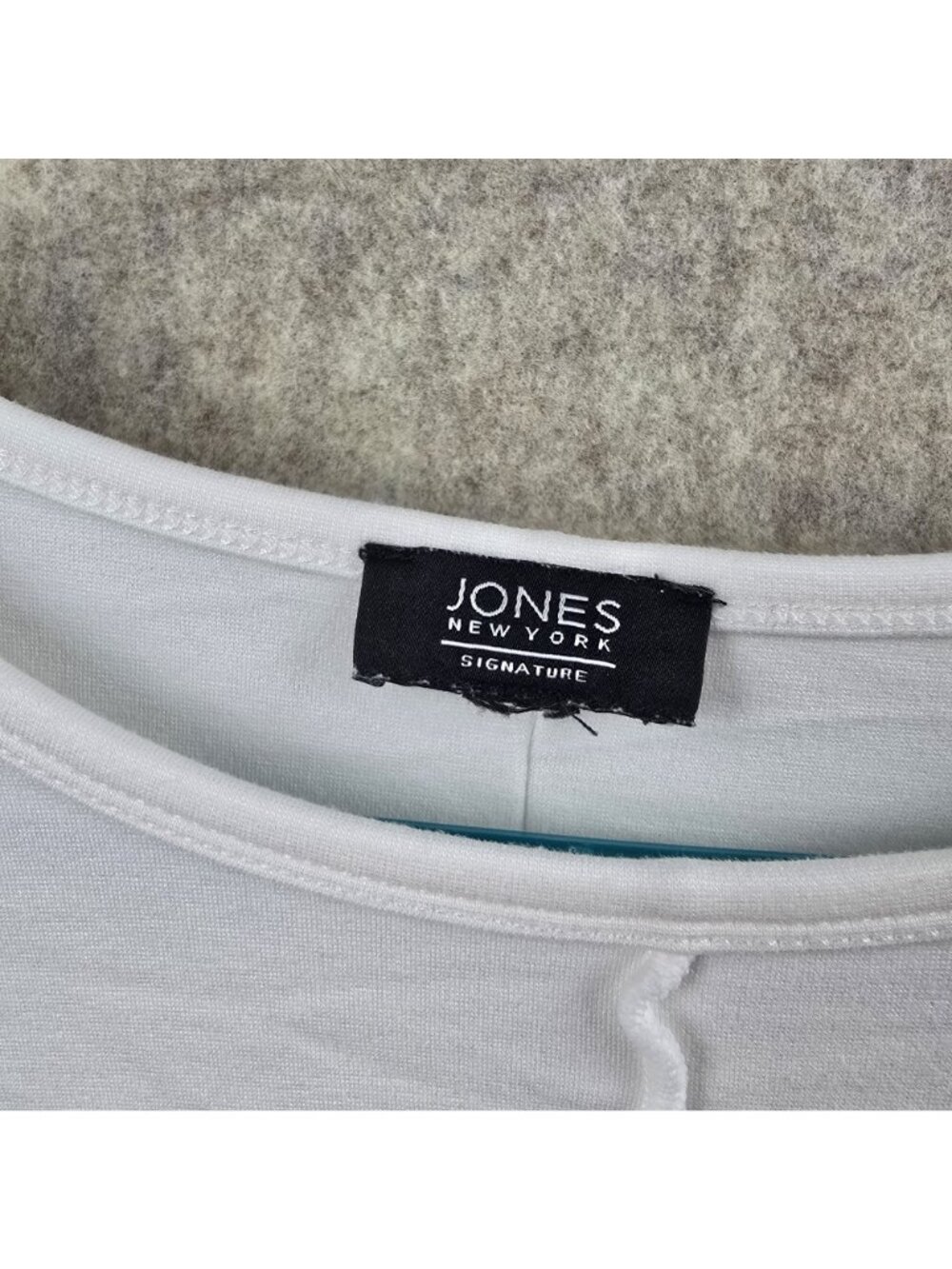Jones New York Signature Womens Oversized White Top With 3/4 Sleeves - Picture 3 of 8